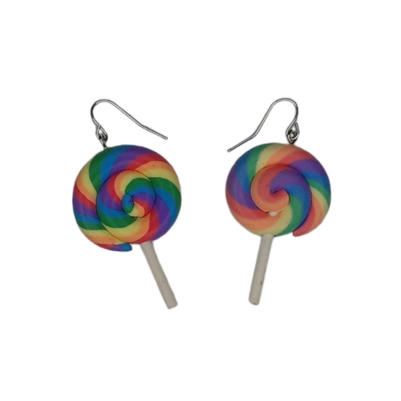 Rainbow Lollipop Earrings - Picture 1 of 2